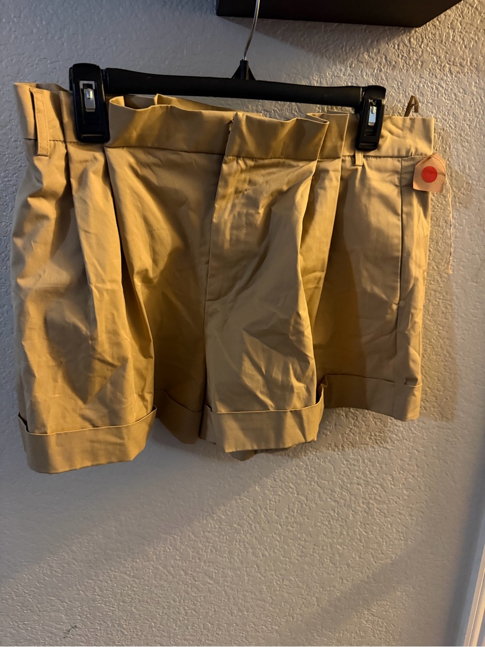 Zara Khaki Pleated Cuffed Shorts